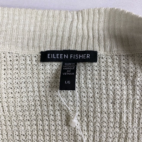 Eileen Fisher Women’s Open V Neck Cardigan Bone Long Sleeve Sweater Size L $248 - Picture 5 of 14
